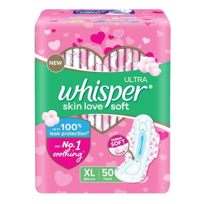 Absorventes Whisper Ultra Softs Air Fresh para Mulheres, XL 50 Unidades