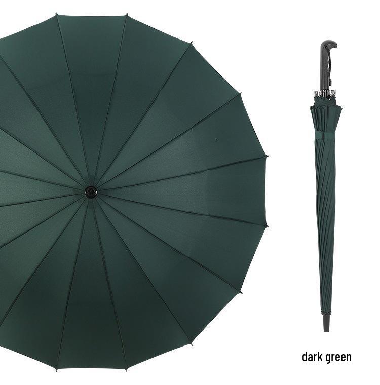 16-Rib Large Windproof Umbrella - Double Person, Auto Open, Reinforced Straight Handle, Custom Logo Business Umbrella