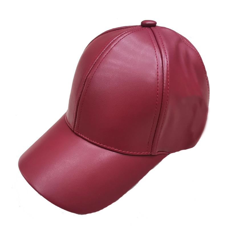 New Women Men Hat PU Leather Baseball Cap Visor Light Board Solid Men Hip Hop Cap Outdoor Sun Hat Adjustable Sports Caps