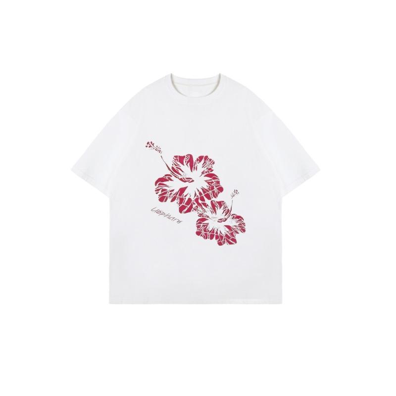 Black Oversized T Shirt With Pink Hibiscus Flower Print And Text For Casual Wear