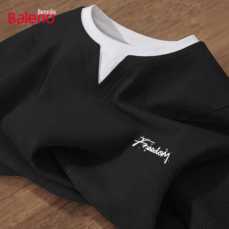 Baleno Men s Waffle Knit Faux Two-Piece V-Neck T-Shirt XL