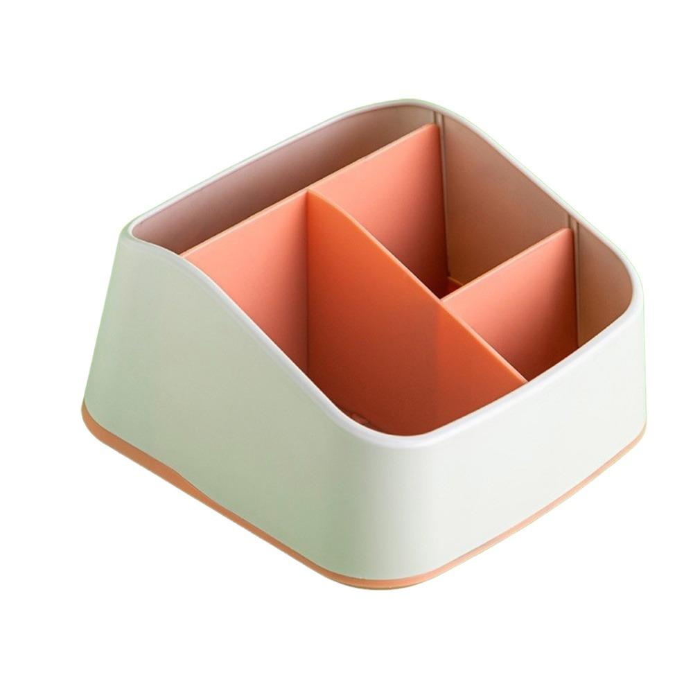 4 Slot Remote Control Holder Trapezoidal Plastic Table Storage Box Multifunctional Lattice Pattern Phone Storage Rack