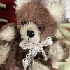 [USED] Antique Teddy Bear, Price Reduced, British Mini Teddy Bear, 11cm, Sitting, with Decorative Tin