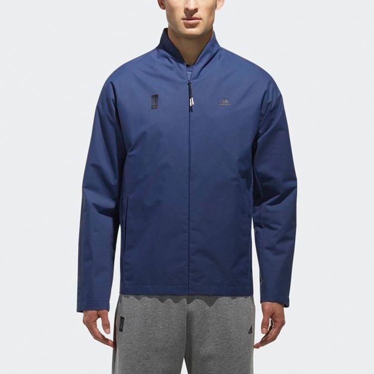 Adidas Chaqueta de Color Sólido con Estampado de Logotipo y Cuello Mao para Hombre Chaquetas Azul CV6230