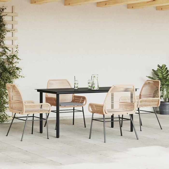 VidaXL Garden Dining Set Cushions 5pcs Brown Poly Rattan Glass 3334572
