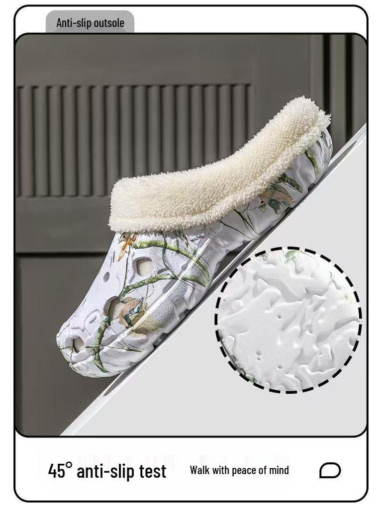 Women's Thick-Soled EVA Cotton Slippers - Cute European & American Style Closed-Toe Winter Warm Home Shoes