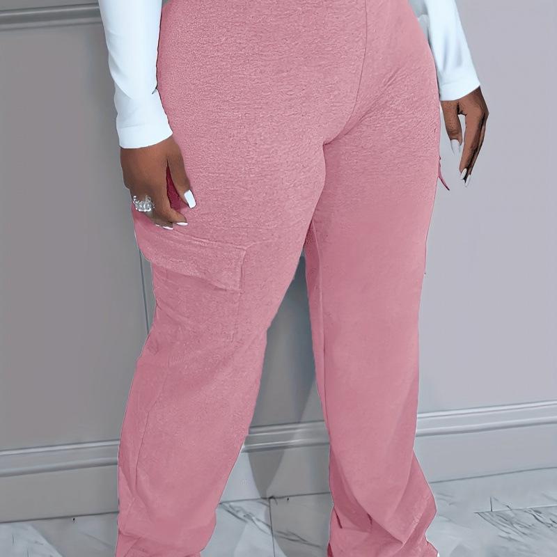 

C 8595 Plus Size Knitted Leggings 1XL рожевий
