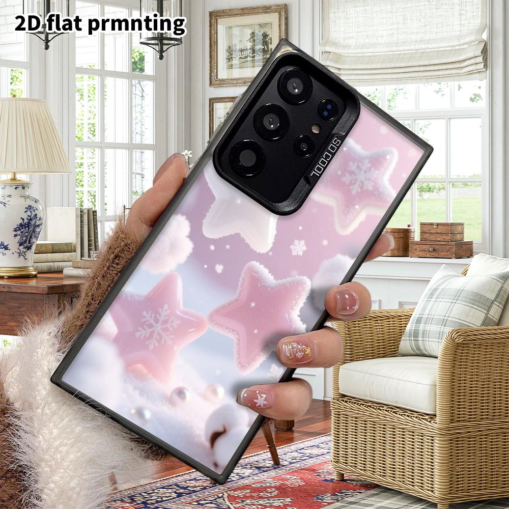 Phone Case: 2D Flat Samsung Galaxy A34 A35 M05 M06 S20 S22 S21 FE Plus 5G Protective Case, Couples Style, Frosted Stars, Christmas and Halloween Gift