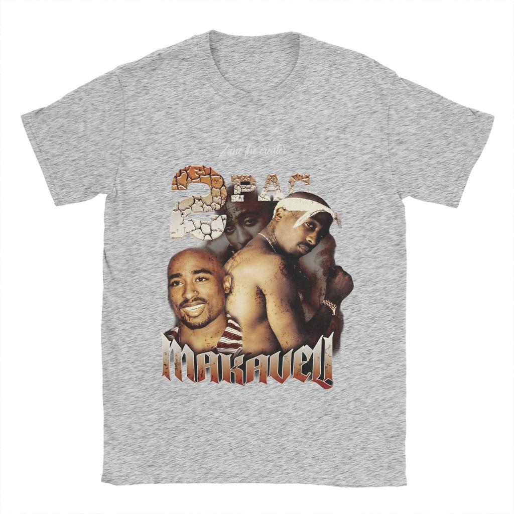 Retro Tupac  2pac Hip Hop T-Shirt Men's Cotton Short Sleeve Rapper Crewneck Summer Top Tee