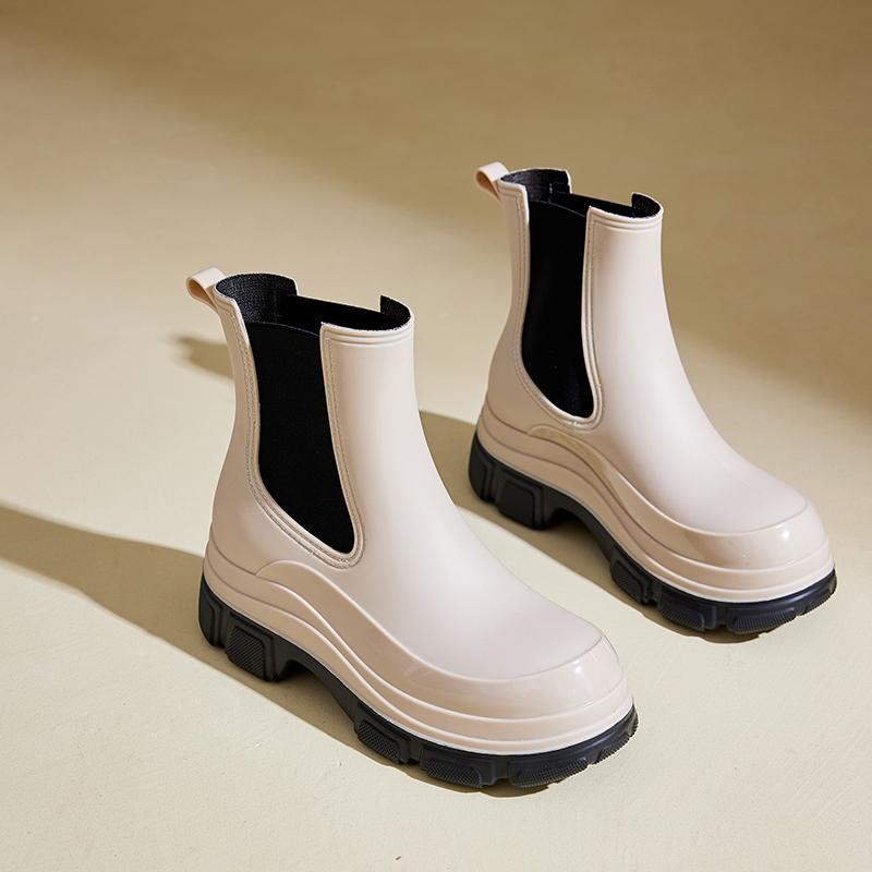 Stylish Women's Rain Shoes: Medium-cylinder Rain Boots For Outdoor Wear, Waterproof Rubber Shoes, Outdoor Wading Shoes