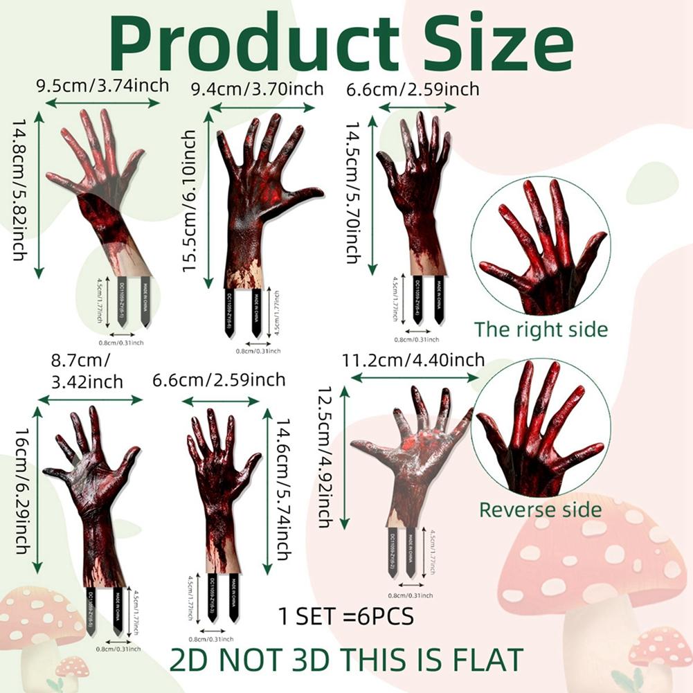 Halloween Garden Courtyard Decoration Ground Plug 2D Stakes Horror Hand/Spider/Skeleton/Pumpkin Signs Card