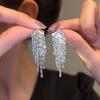 Hoop Tassel Stud Earrings Alloy Long Tassel Earrings Elegant Stud Earrings  Woman Girls