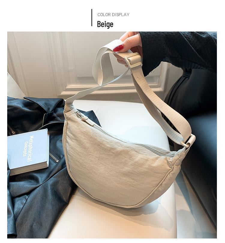 Korean Style Pleated Dumpling Bag: Lightweight Solid Color Shoulder & Crossbody Bag