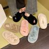 Fashion 2025 New Women Furry Fur Slippers Soft Faux Fur Slides Ladies Plush House Slippers Open Toe Flat Sandals Fluffy Warm Shoes