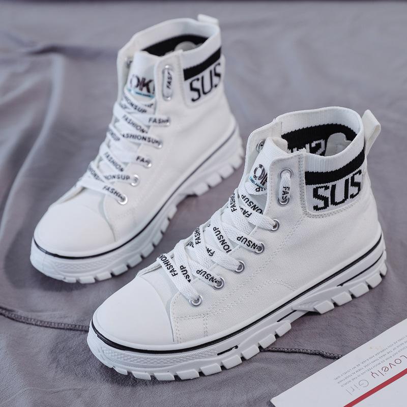 Ins High-Top Canvas Schuhe Frühling Neue Studenten Board Schuhe Plateau Muffin Freizeitschuhe
