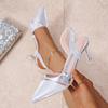 Banquet Baotou Stiletou Sandals Women's Summer New Pointed Toe Shallow Mouth Cutout One Strap Non-slip High Heels