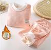 Baby Plush Children's Pajamas Solid Color Long Sleeved Pants Breathable Pajamas for Boys and Girls Casual Wear