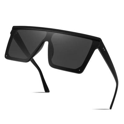 Óculos de Sol Quadrados Oversized Feminino Masculino Moda Lente Siamese Escudo Superior Plano Proteção UV