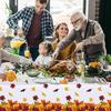 HOWAF 3 Pieces Thanksgiving Fall Leaf Tablecovers, Happy Thanksgiving Day Maple Leave Tablecloths, Autumn Themed Plastic Table Cloth for Thanksgiving