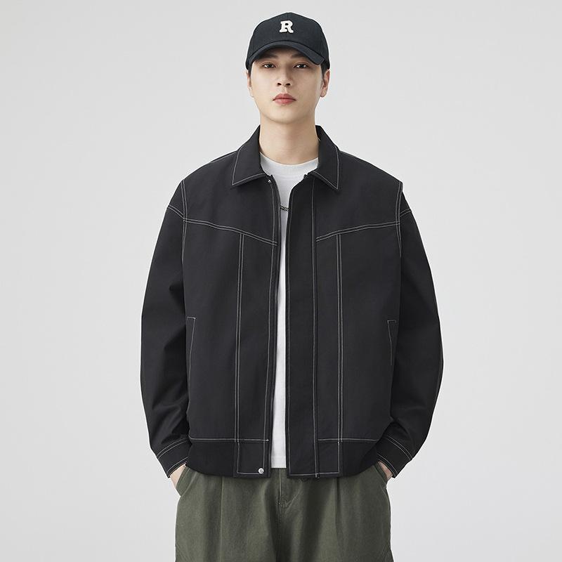 Coat Men's New Autumn and Winter Jacket Lapel Cardigan Youth Handsome Joker Loose Leisure.