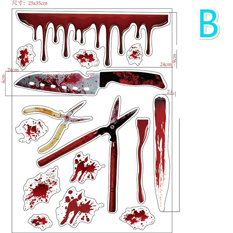 Halloween Decorations Blood Prints Wall Stickers Blood Footprints Ghost Axe Props Easter Stickers Window Stickers