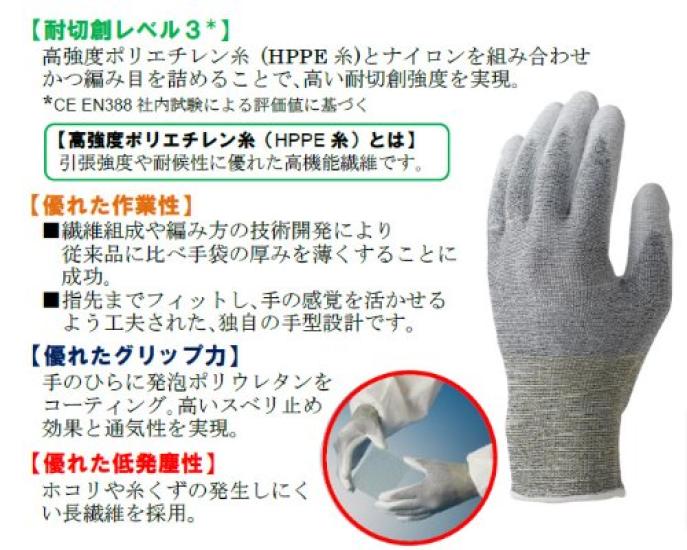 Showa Gloves 544 Chemistar Palm 10 1 [Cutter Gloves] No. FS, Pairs, Medium, Bag, Gray, Cut-Resistant