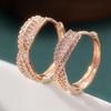 Luxurious Sparking Inlaid Synthetic Zircon Golden Plated Hoop Earrings Women  Exquisite Daily Wedding Jewelry Accessories