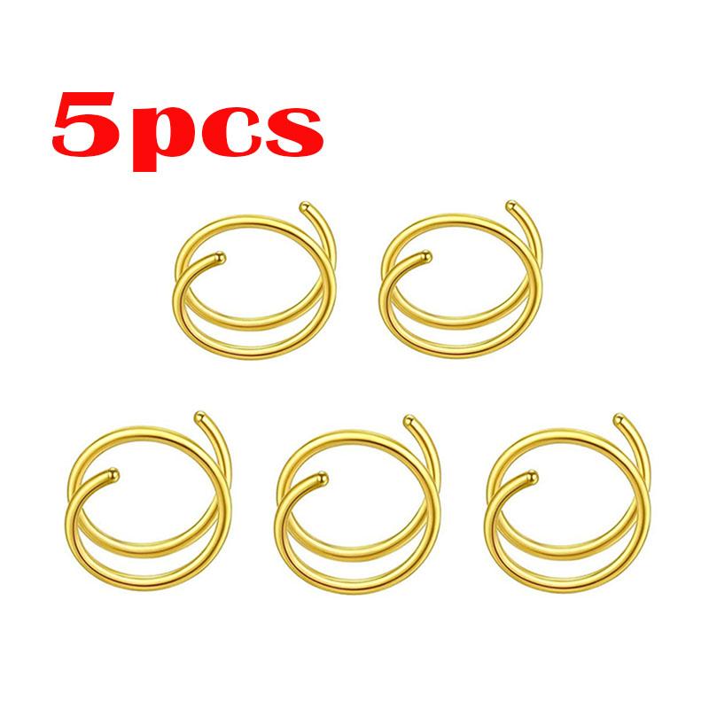5/1pcs Stainless Steel Double Nose Hoop Ring Silver Color Spiral Nose Hoop Set for Women Men Nostril Piercing Jewelry