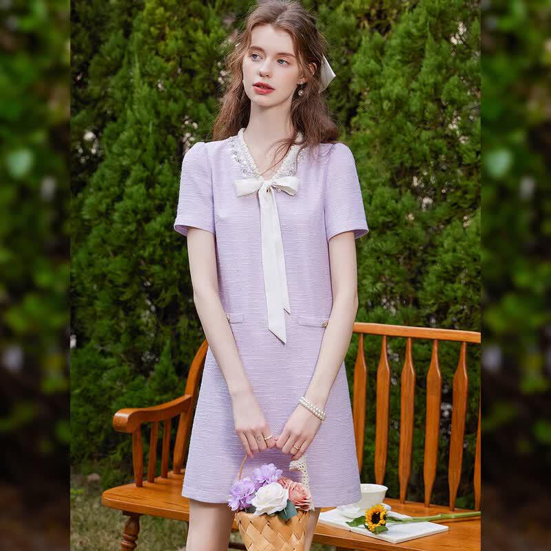 

Bailuyu Women s Bow A-Line Mini Dress XL