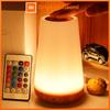 Lámpara de mesa, lámpara de noche para dormitorio, luz nocturna táctil con 13 colores cambiantes, RGB, control remoto, regulable, recargable por USB, luz de habitación portátil