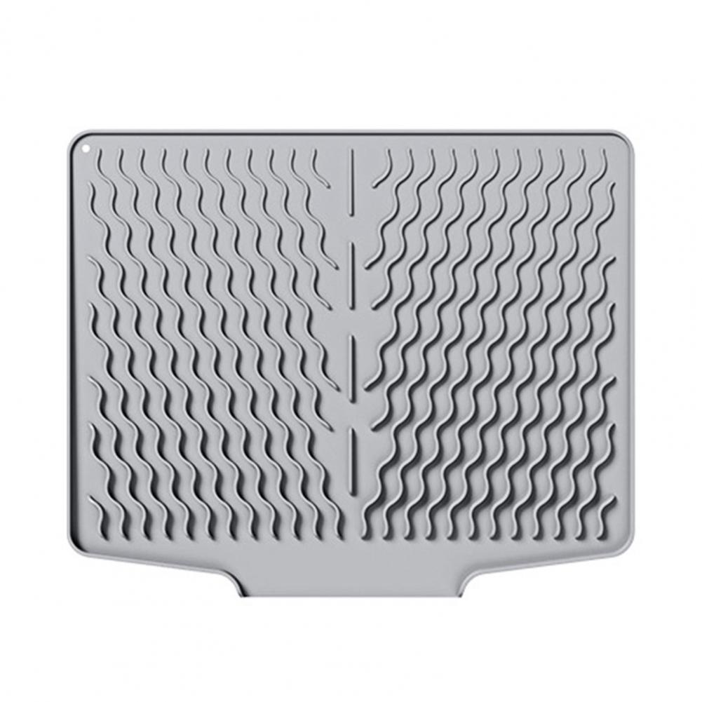 Nordic Style Drying Mat Silicone Dish Drying Mat Nordic Style Silicone Drain Mat Heat-resistant Rectangular Kitchen for Non-slip 40 x 140cm серый