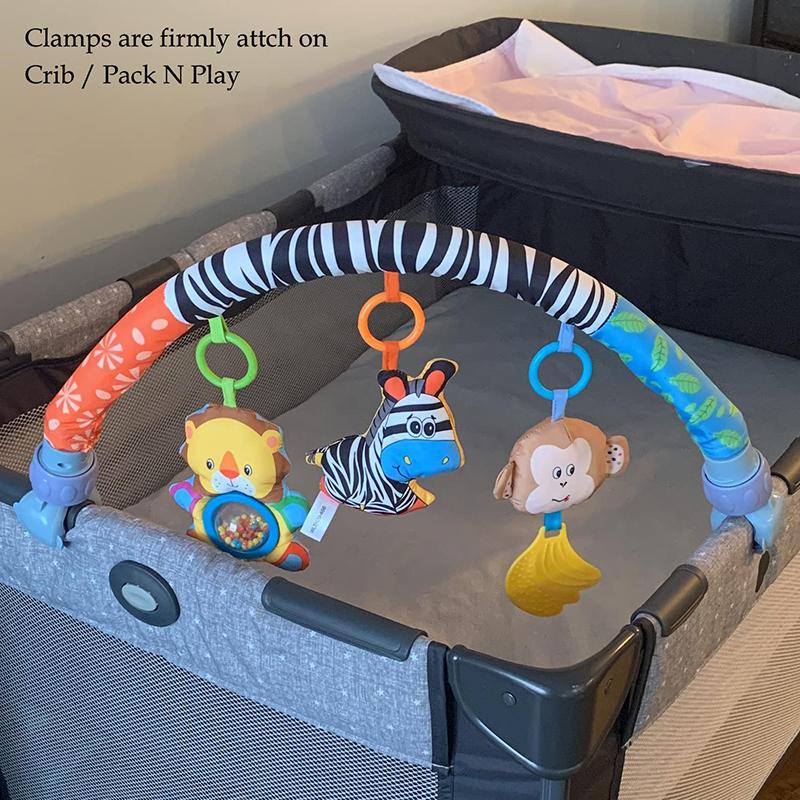 Zabawki do zawieszania dla niemowląt, zabawki na pałąk do wózka dziecięcego, pałąk do fotelika samochodowego, leżaczka, karuzela do łóżeczka, regulowany pałąk pasujący do łóżeczka kołyski, krzesełka do karmienia dla noworodka