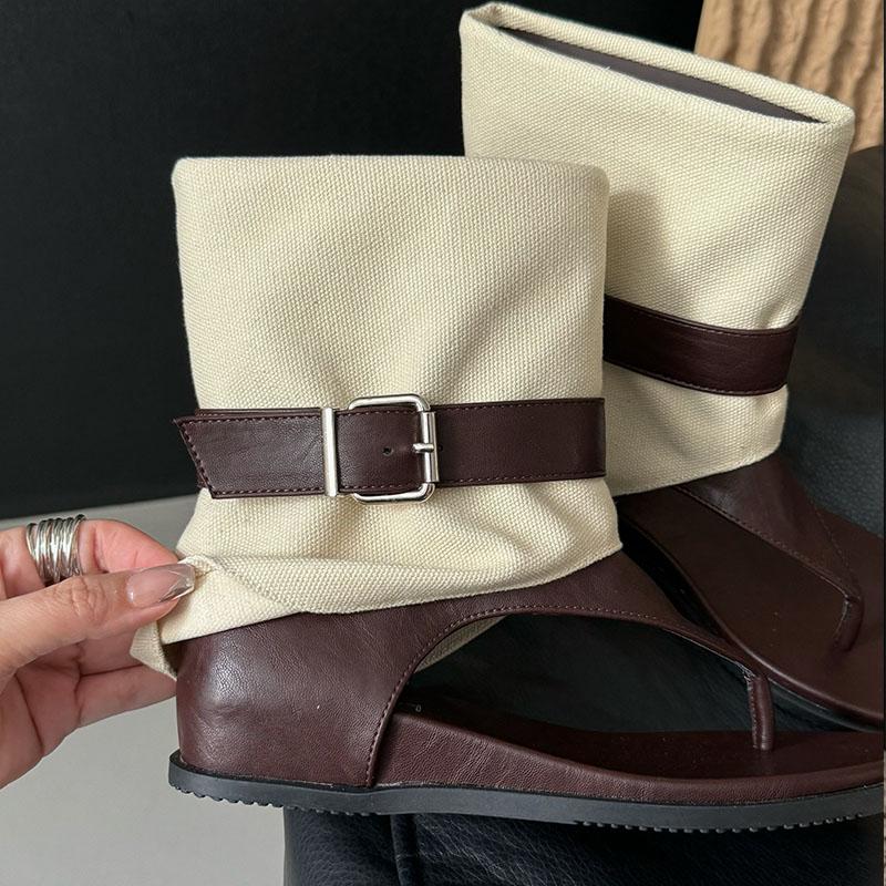 Fashion New 2025 Fashion Round Toe Women Ankle Boots With Height Increasing Footwear  Ladies Sandals Booties Shoes Female Flip flops
