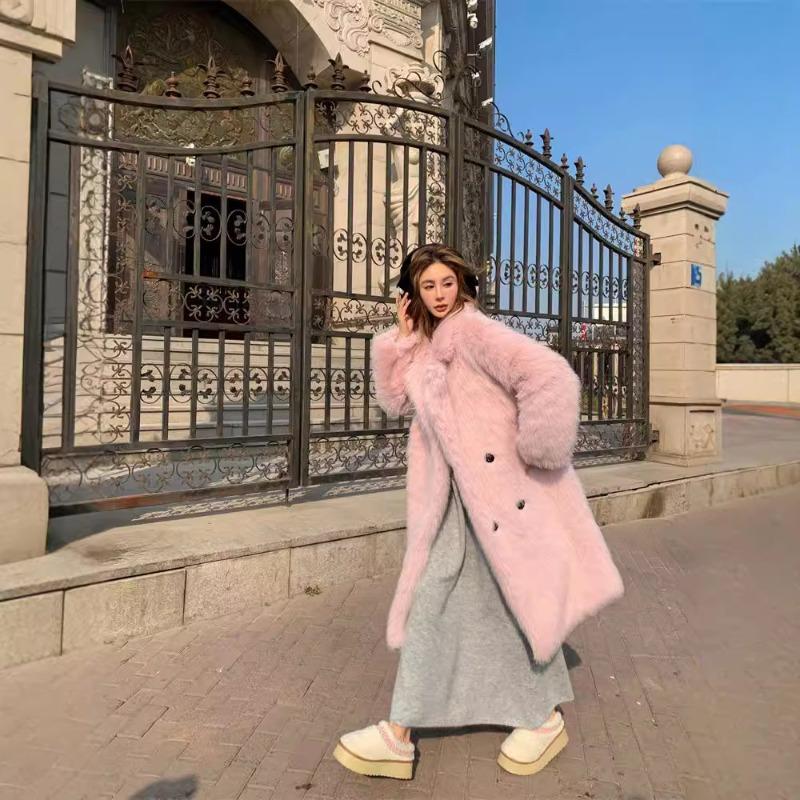 Toka Fur Coat Loose Imitation Fur Coat Women's Large Lapel Collar Long Autumn and Winter Fox Fur Coat