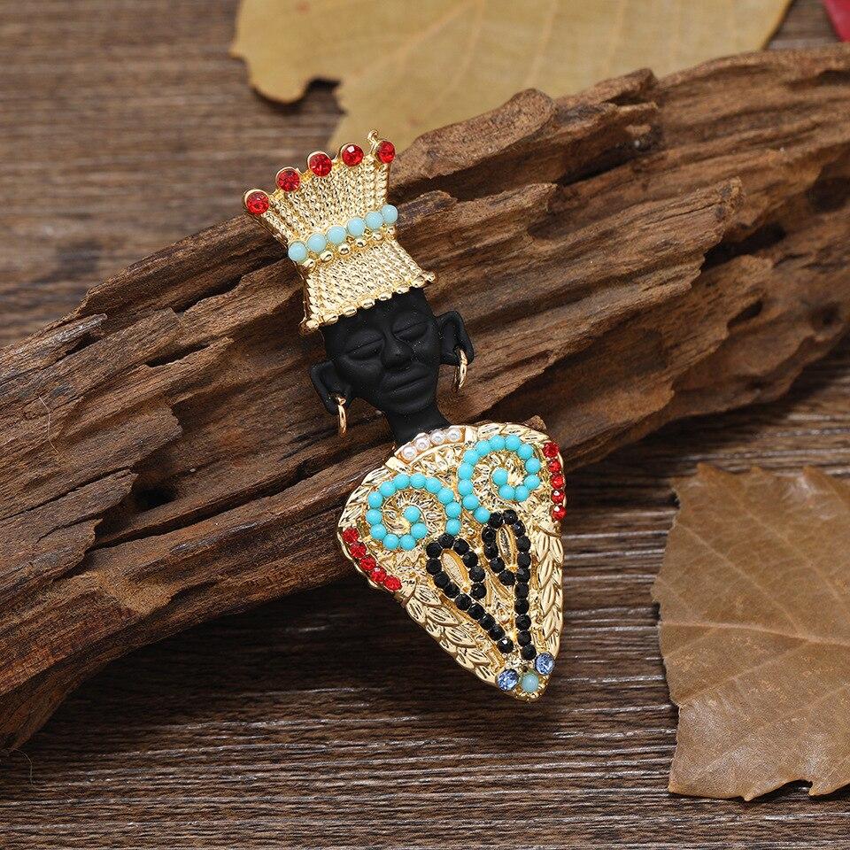 Blucome Afr Pearson Brooches For Women Unisex Wear Hat Earrings Figure Party Causal Brooch Pin Gifts