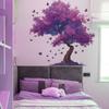 Dreamy Painted Purple Tree Butterfly Sticker - Decorative Wall Covering for Living Room and Study - Self-Adhesive Wall Tape