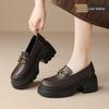 ZHR Women's British Style Platform Chunky Heel Loafers