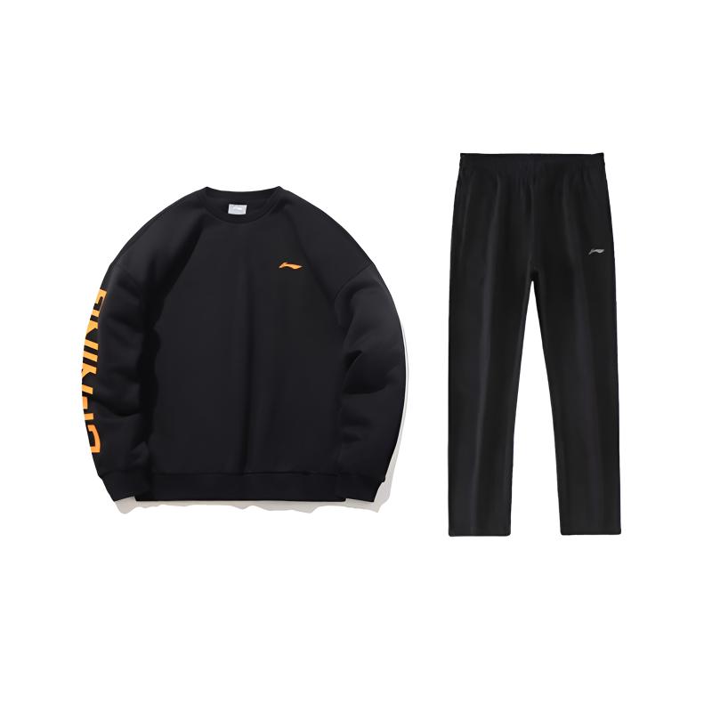 

Li-Ning Логотип с надписью Модный Дышащий Универсальный Пуловер с круглым вырезом Свитшот с длинным рукавом Повседневный спортивный костюм YWDV385-2+AKLU881-1