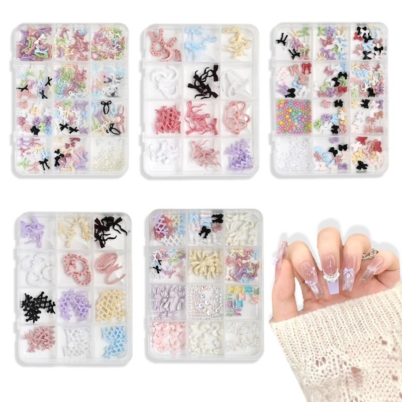 Colorful Nail Accessories Resin Nail Rhinestones for Manicure DIY Crafts Jewelry Bows Butterfly Heart Nail Art Charms