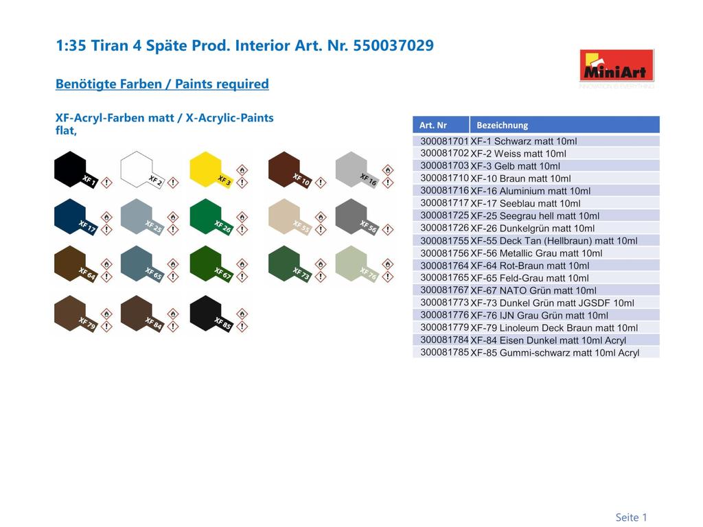 Miniart Scale Israeli Defense Force Tiran 4 Full Interior Reproduction Kit Plastic Model Kit MA37029 1/35
