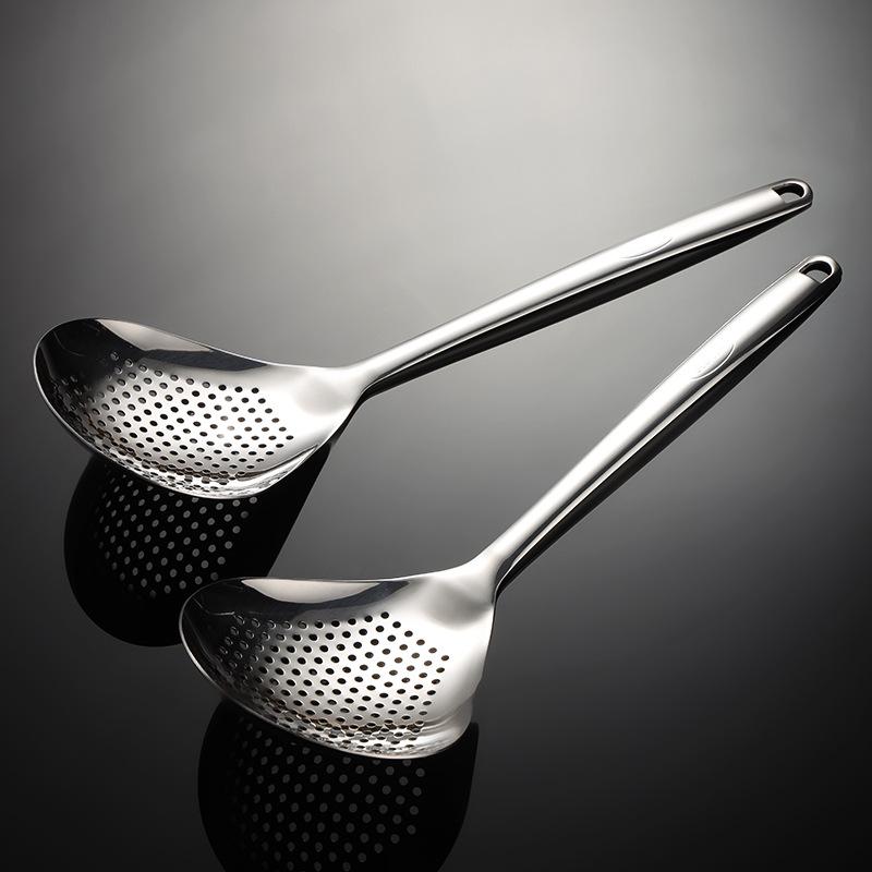 304 stainless steel flat handle pepper colander long handle large head drain cooking kitchen household kitchen utensils spatula
