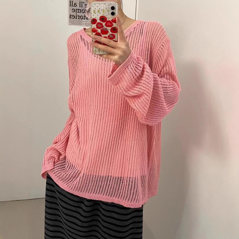 Da 7 Women's Summer Plus Size Casual Loose Knit Sunscreen Cardigan - Korean Style