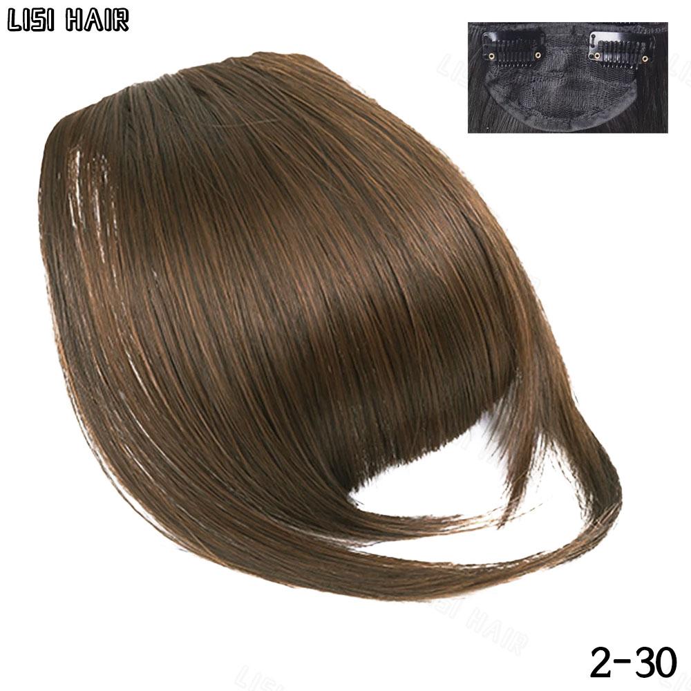 LISI HAIR Synthetic Straight Hair With Bangs 2 Clips In Hair Extensions Fake Fringe False Hairpiece For Women Wear