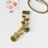 Ultra-thin Transparent Crystal Silk Socks Women Fashion Summer Harajuku Crew Socks Retro Flower Streetwear Elastic Long Socks