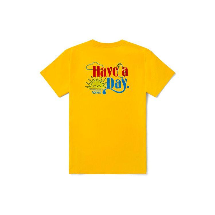 Vans White Dove Pattern Short Sleeve T-Shirt Women T-Shirts Yellow VN0A5F3X85W