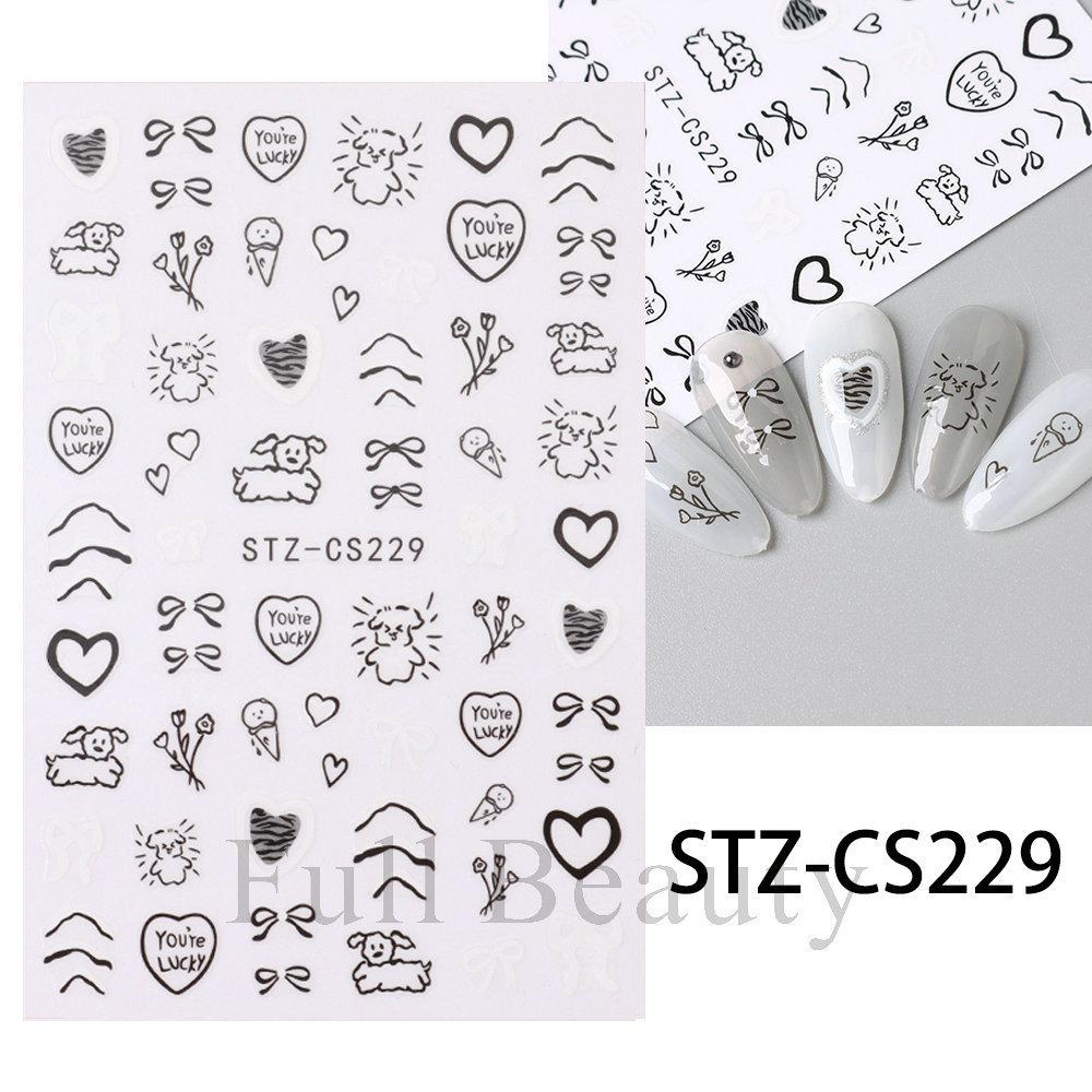 Nail Art Stickers, Cartoon Cute Pet Kitten Cat Expression Cat Paw Adhesive Nail Stickers