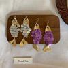 Scaly Imitation Shell Tassel Earrings Elegant Dangle Earrings Retro Fish-shaped Earrings  Party