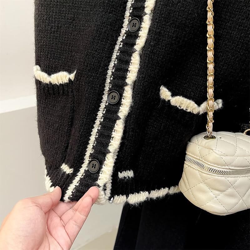 TonLion Women's Little Fragrance Contrast Edge Cardigan Vest