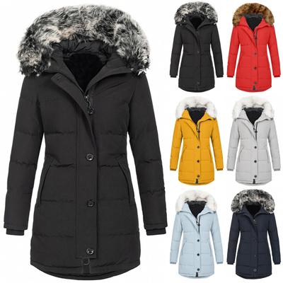 Women's Fashion Casual Pocket Solid Color Long Sleeve Thickened Warm Down Jacket Top