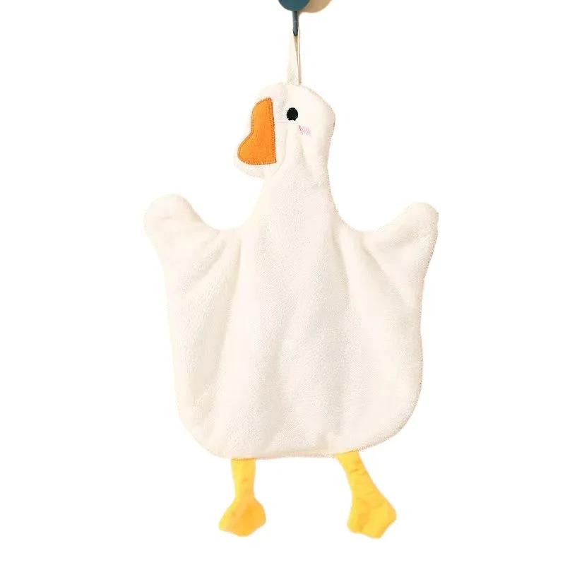 Hand Towels Cute Duck Hanging Towel Kitchen Bathroom Goose Bathing Ball Soft Absorbent Microfiber Wipe Towel Cartoon Kids Towels